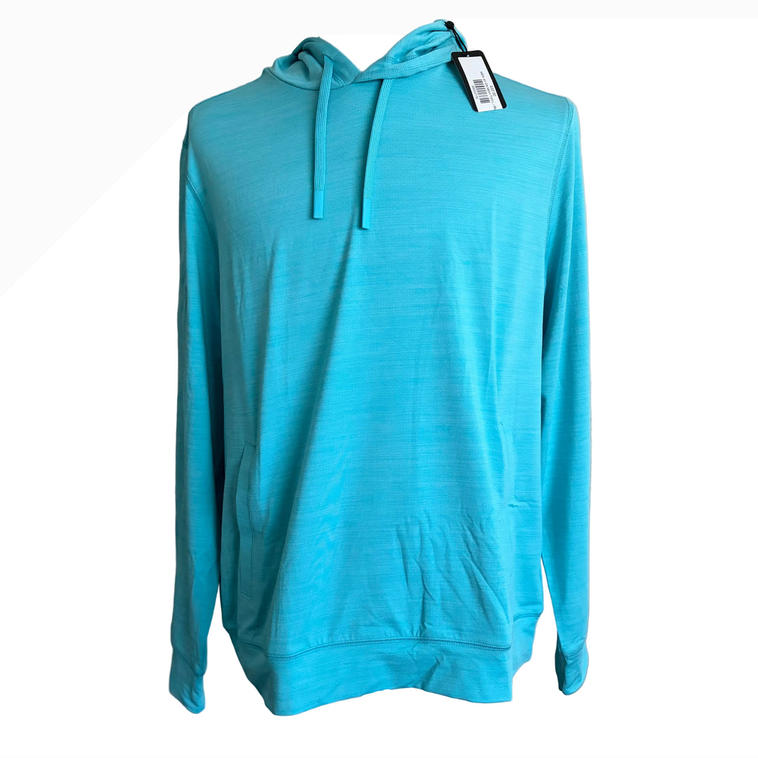 Greg Norman Men's Momentum Golf Hoodie - Turquoise Sea Heather - Large - Skorzie
