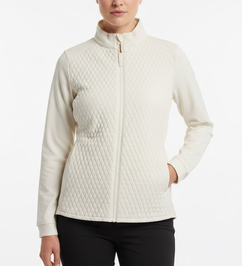 Peter Millar Women's Jacket Merge Mini Diamond Quilt Hybrid (w/ logo) Ivory Size S
