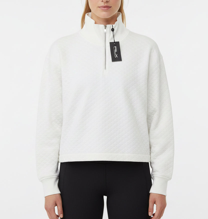 RLX Ralph Lauren Women's Golf 1/4 Zip Quilted Funnelneck White Size XL
