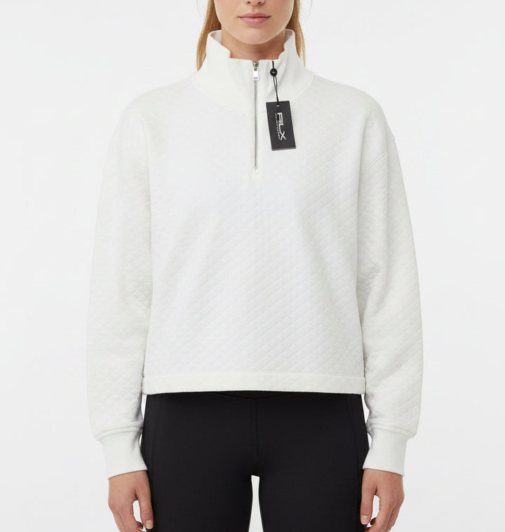 RLX Ralph Lauren Women's Golf 1/4 Zip Quilted Funnelneck White Size XL