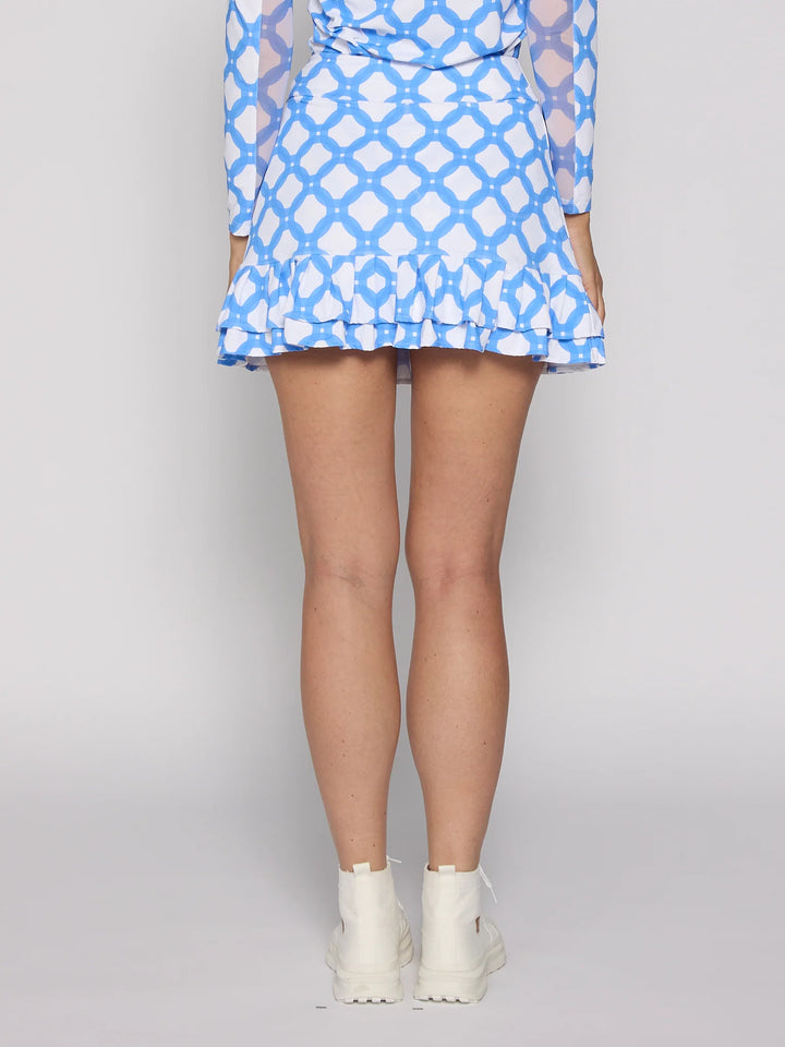G-Lifestyle Double Ruffle Tennis Skirt - Circle Geo - Skorzie