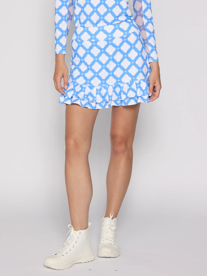 G-Lifestyle Double Ruffle Tennis Skirt - Circle Geo - Skorzie