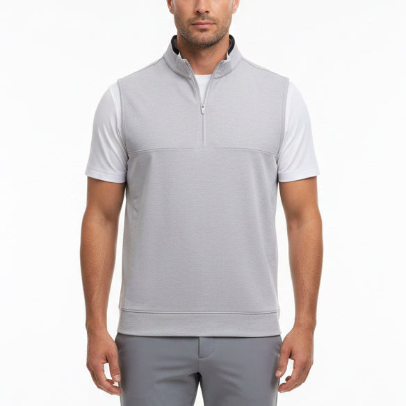 G/FORE Men's Golf Vest Brushed Back Tech Terry 1/4 Zip Nimbus Melange Size M