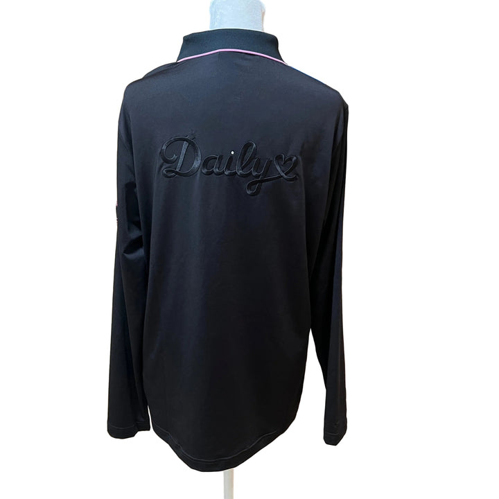 Daily Sports Embroidered LS Polo (w/ logo) - Black - X-Large - Skorzie