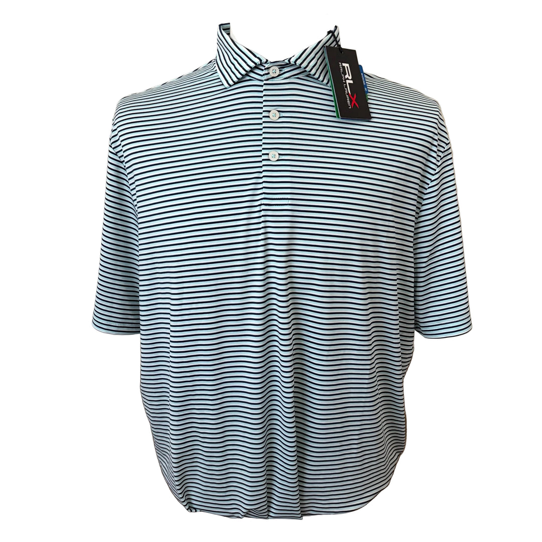 RLX Ralph Lauren Classic Fit Performance Polo (w/logo) - Aqua Multi - Large - Skorzie