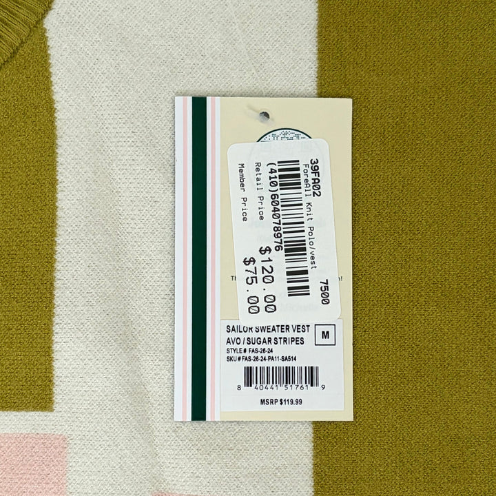 Fore All Women's Sweater Vest Sailor Avo/Sugar Stripes Size M