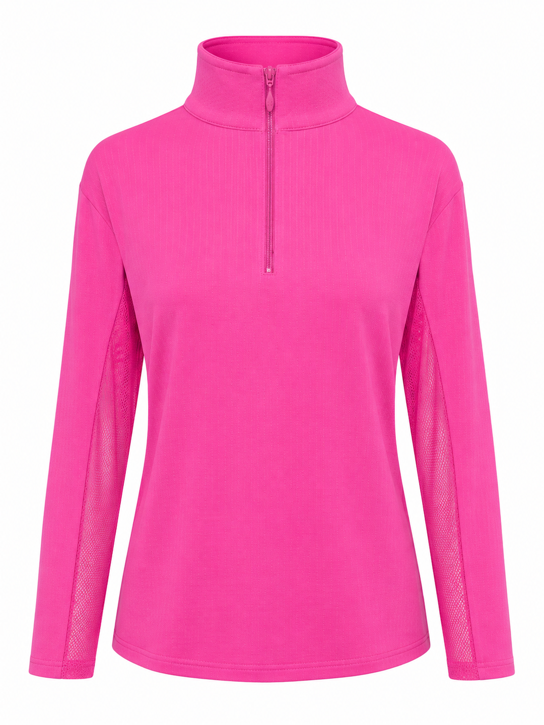 IBKUL Solid Long Sleeve Zip Mock - Hot Pink