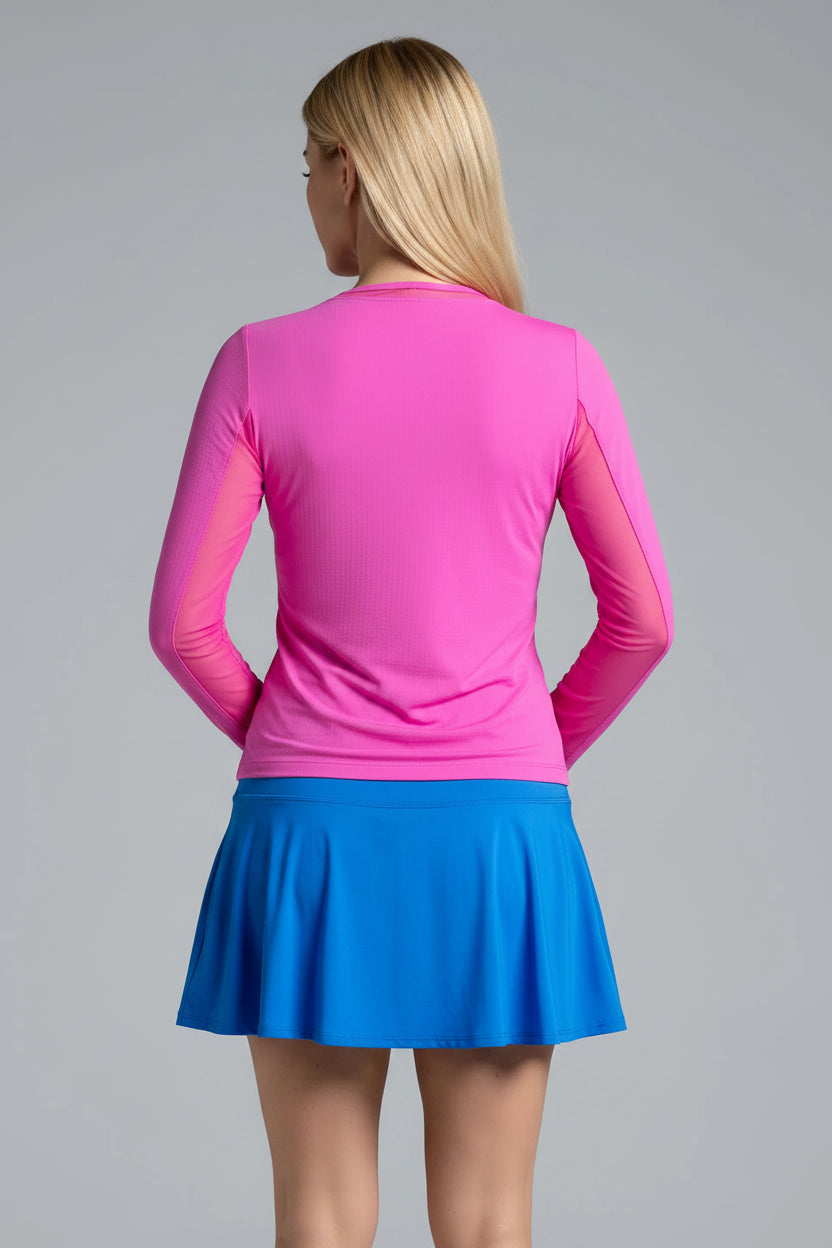 IBKUL Womens Lana Long Sleeve Crewneck Top - Hot Pink