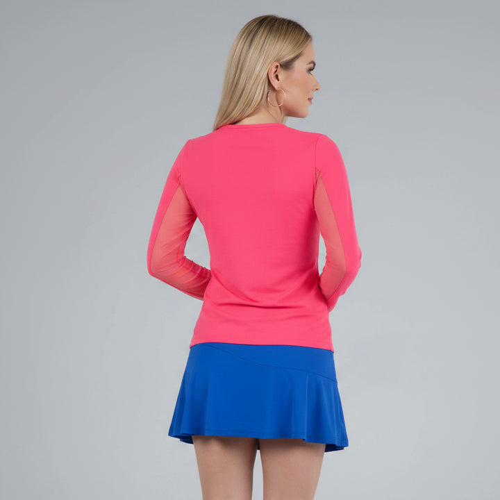 IBKUL Womens Lana Long Sleeve Crew Neck Top - Watermelon