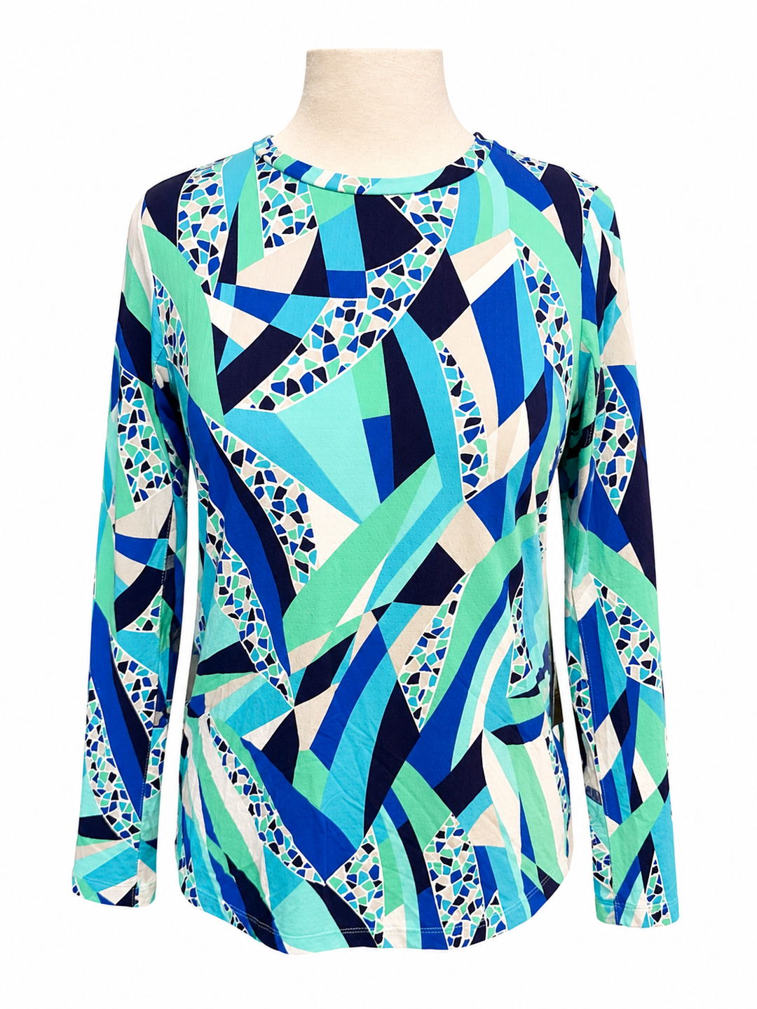 IBKUL Long Sleeve Crew Neck Top - Brianna Blue