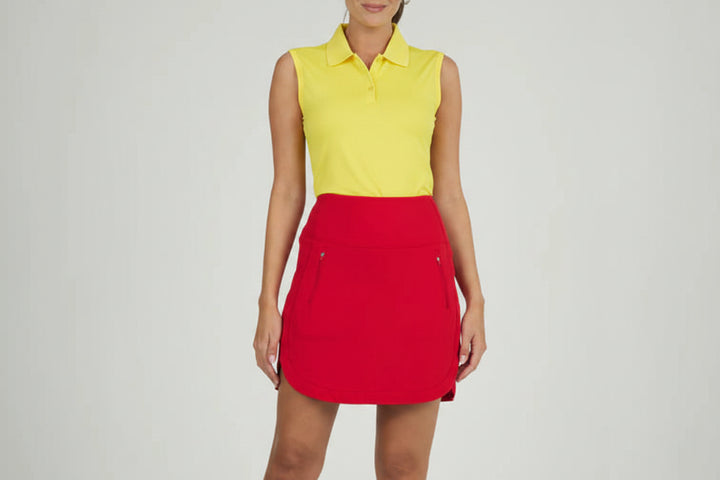 IBKUL Womens Kelsey Solid Skort (17') - Cherry - Small