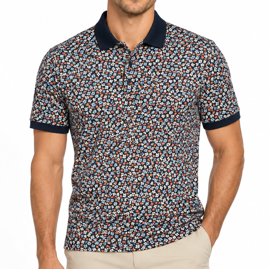 Black Clover Men's Golf Polo Wild Flower Navy Size L