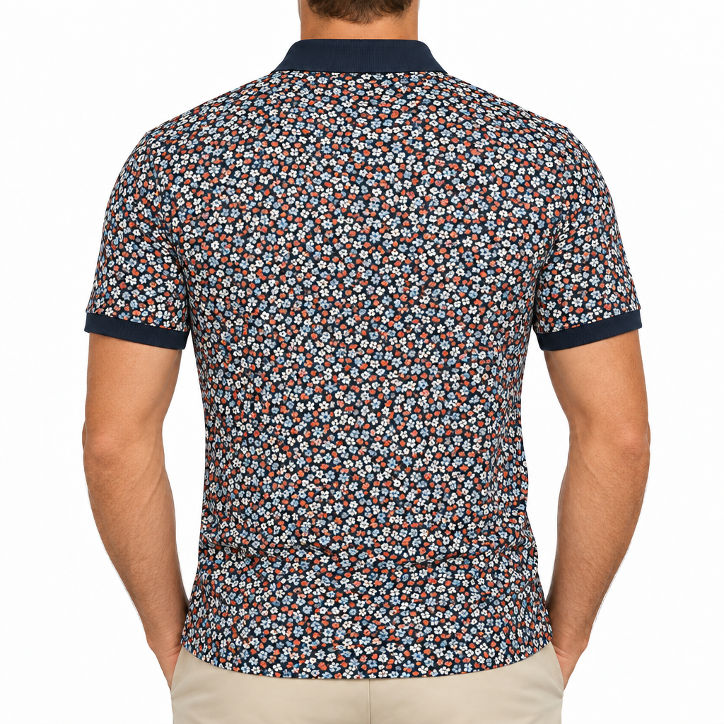 Black Clover Men's Golf Polo Wild Flower Navy Size L