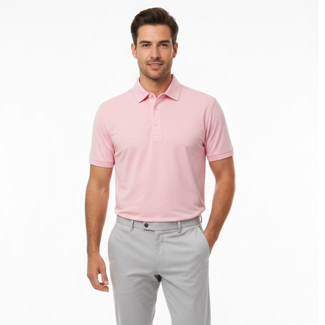 Straight Down Men's Golf Polo Albatross Pink Lemonade Size L