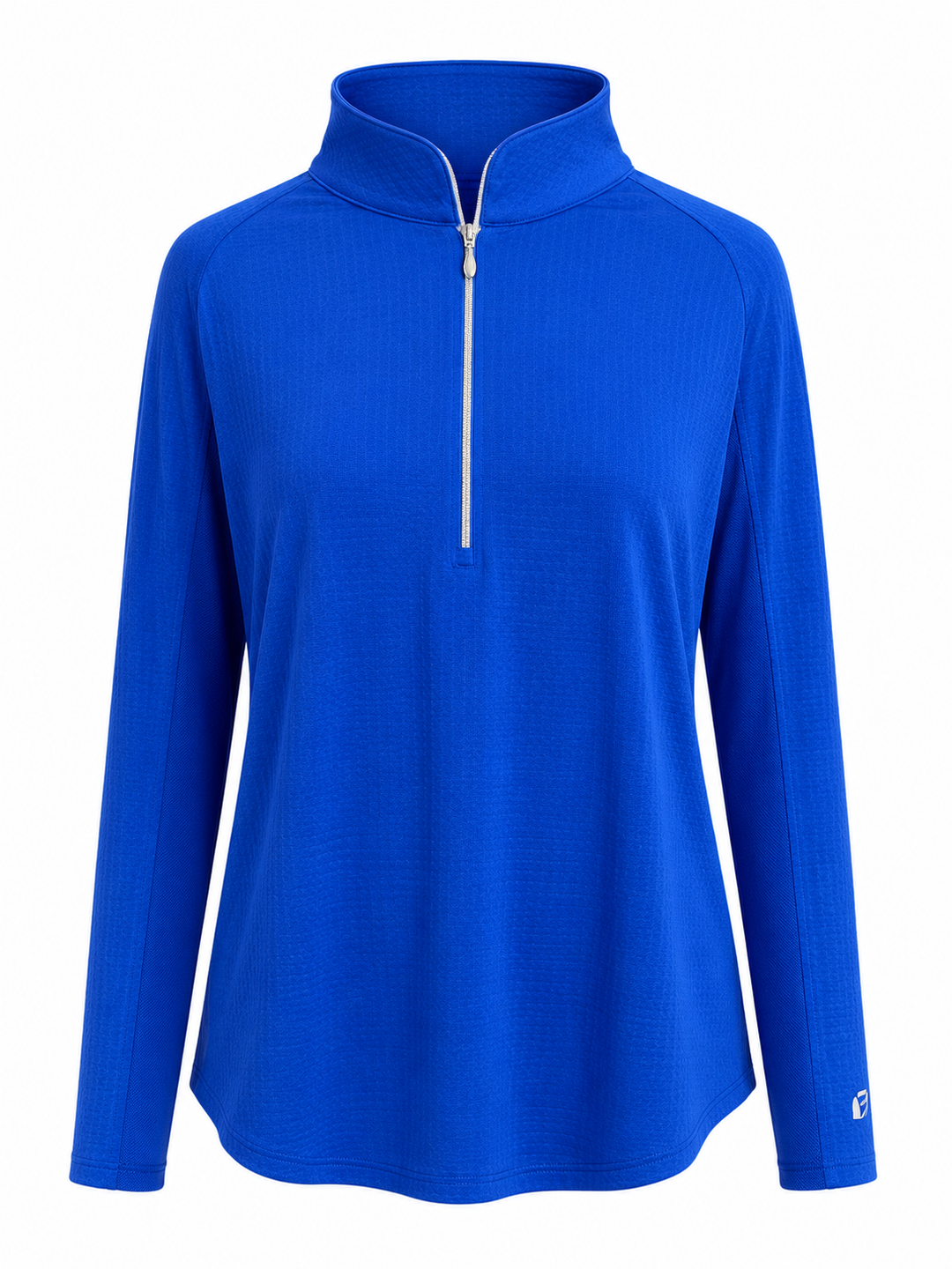 IBKUL Solid Long Sleeve Zip Mock - Blue