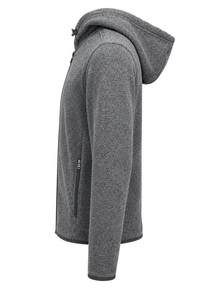Bobby Jones Full Zip Performance Fleece Hoodie Jacket - Black Heather - Medium