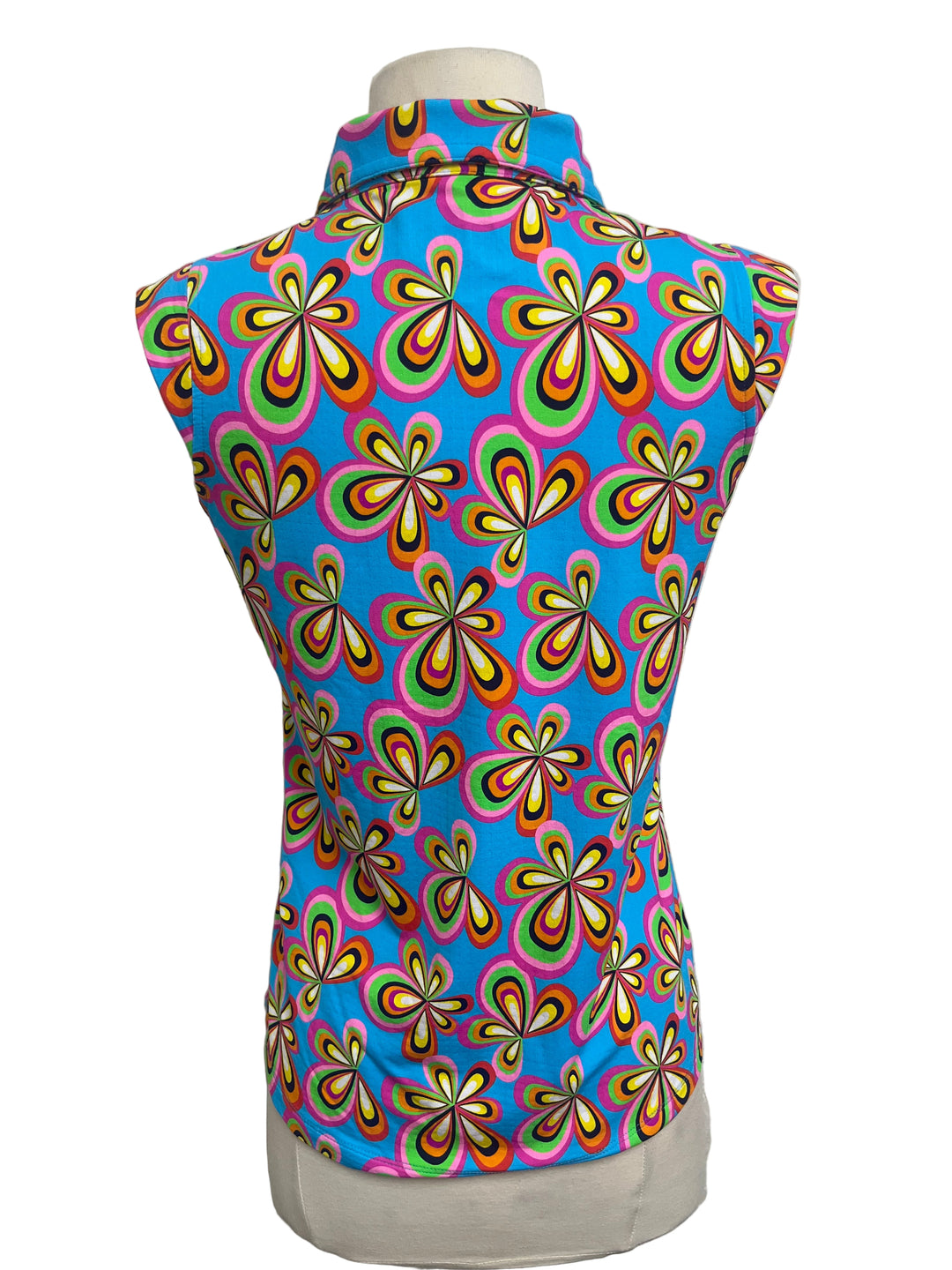 IBKUL Flower Print Sleeveless Polo- Small - Skorzie