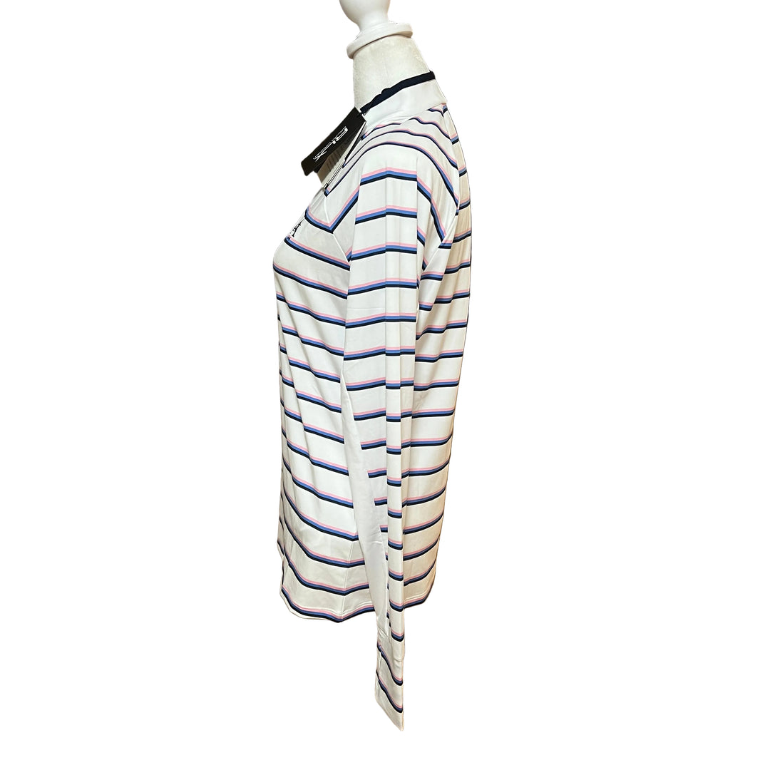RLX Striped LS 1/4 Zip (w/ logo) - White - Small