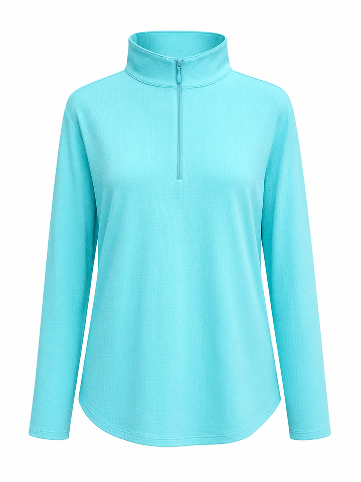 IBKUL Solid Long Sleeve Zip Mock - Seafoam