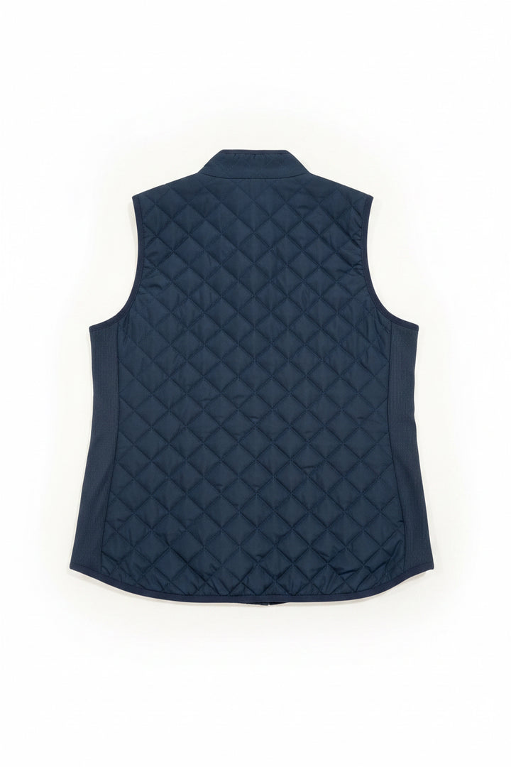Swing Control Solid Quilted/Rib Zippered Vest - Navy - Small - Skorzie