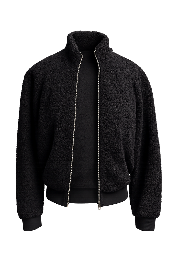 Amy Sport Womens Danni Bomber Jacket - Black Sherpa