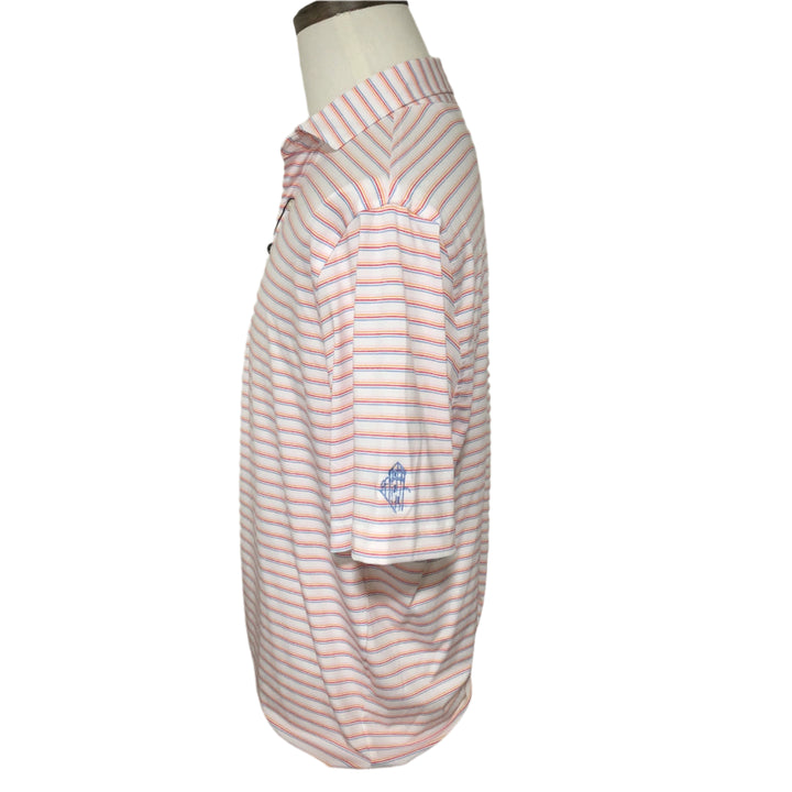 Turtleson Rory Stripe Polo (w/ logo) - White/Rouge Red - Skorzie