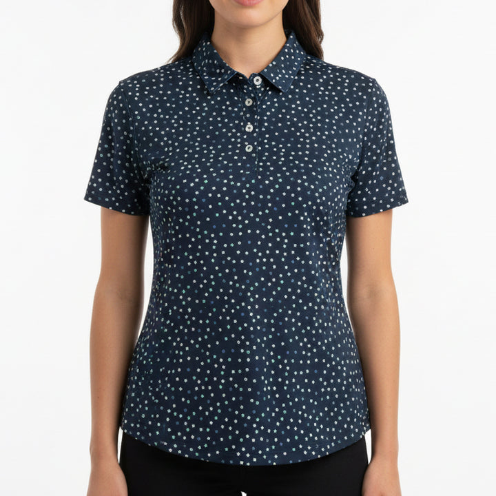 Straight Down Women's Golf Polo Sprinkles New Indigo Size M