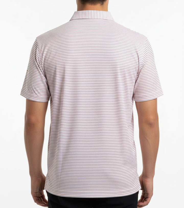 Straight Down Men's Golf Polo Channel Stripe Seashell Size L