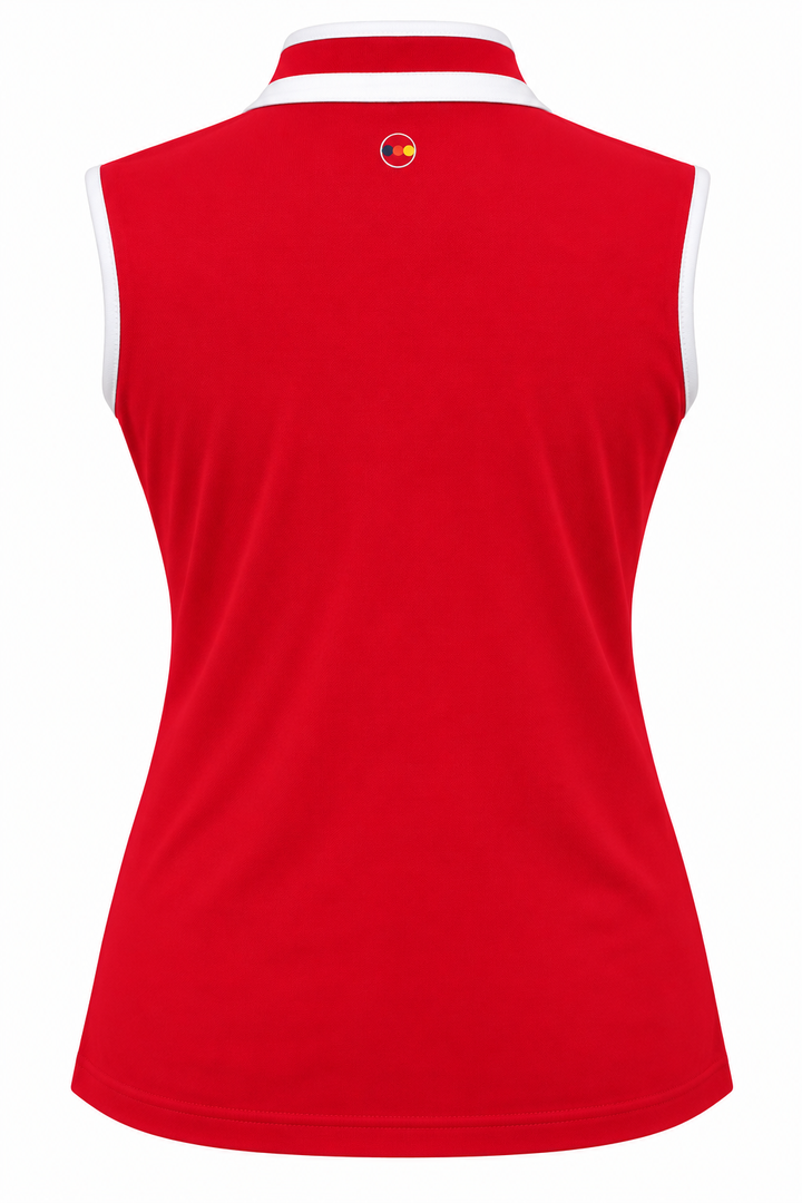 Swing Control Pique Mockneck Sleeveless Shirt - Red