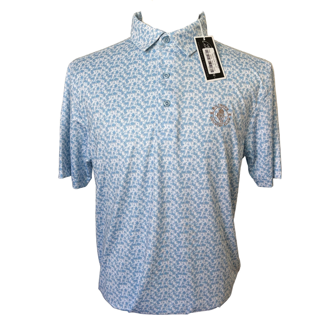 Bobby Jones Performance Palmy Print Polo (w/ logo) - Sky Blue - Skorzie