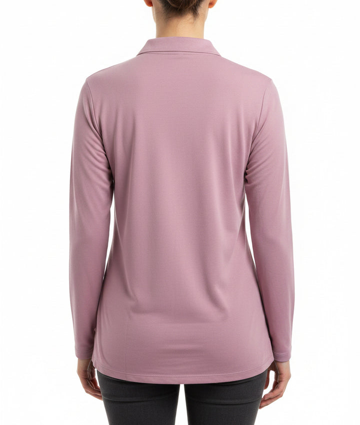 Kastel Women's L/S Golf 1/4 Zip Polo Mesh Paneled Rose Size L