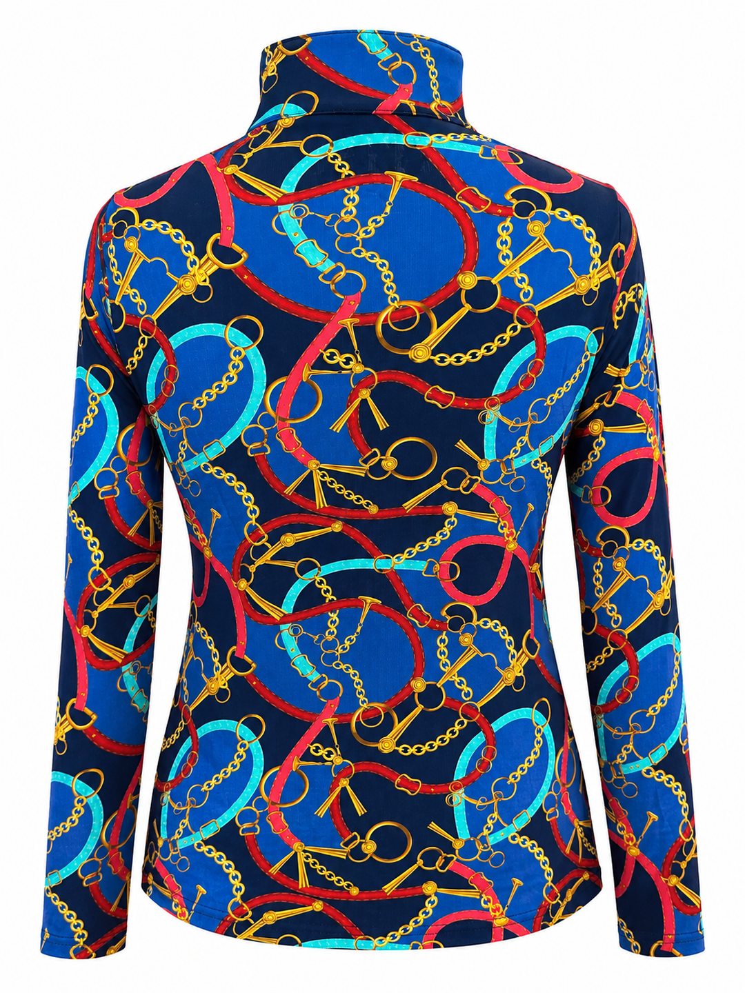 IBKUL Zena Long Sleeve Zip Mock - Red Multi