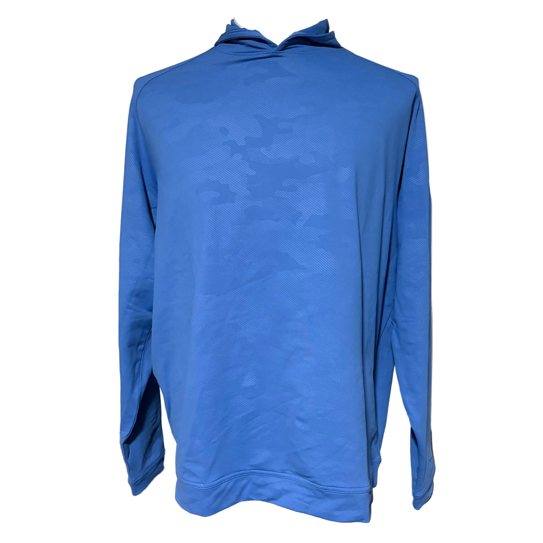 Peter Millar Pine Camo Performance Hoodie (w/logo) - Tide Blue - Large - Skorzie