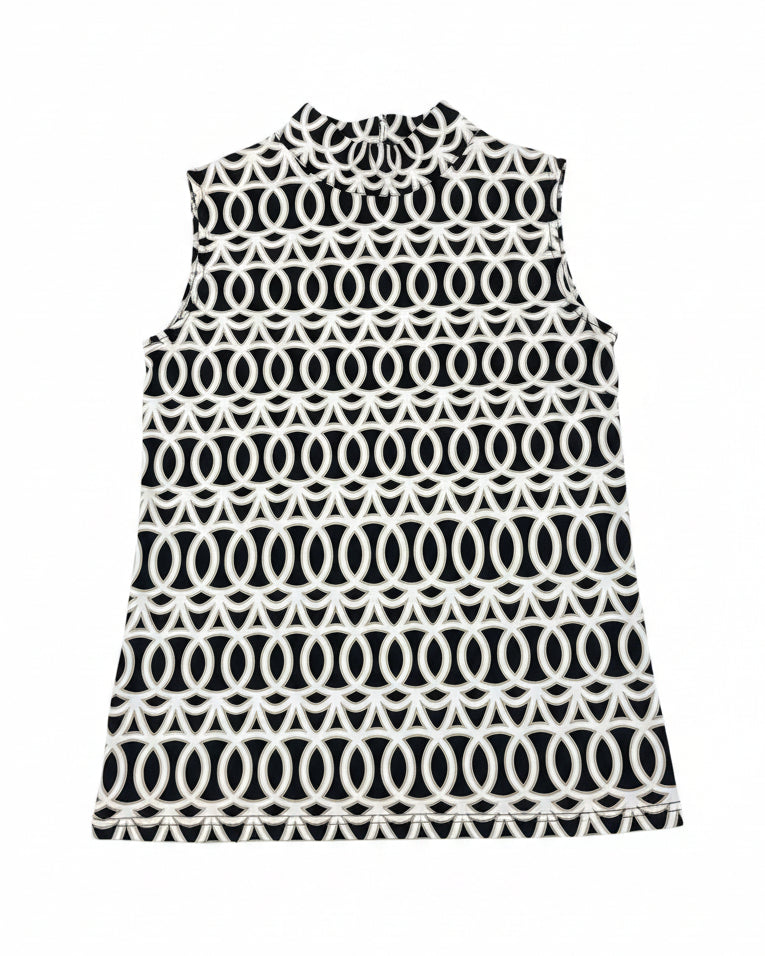 Lulu B Women's Sleeveless Geometric Zip Mock Top - Neutral