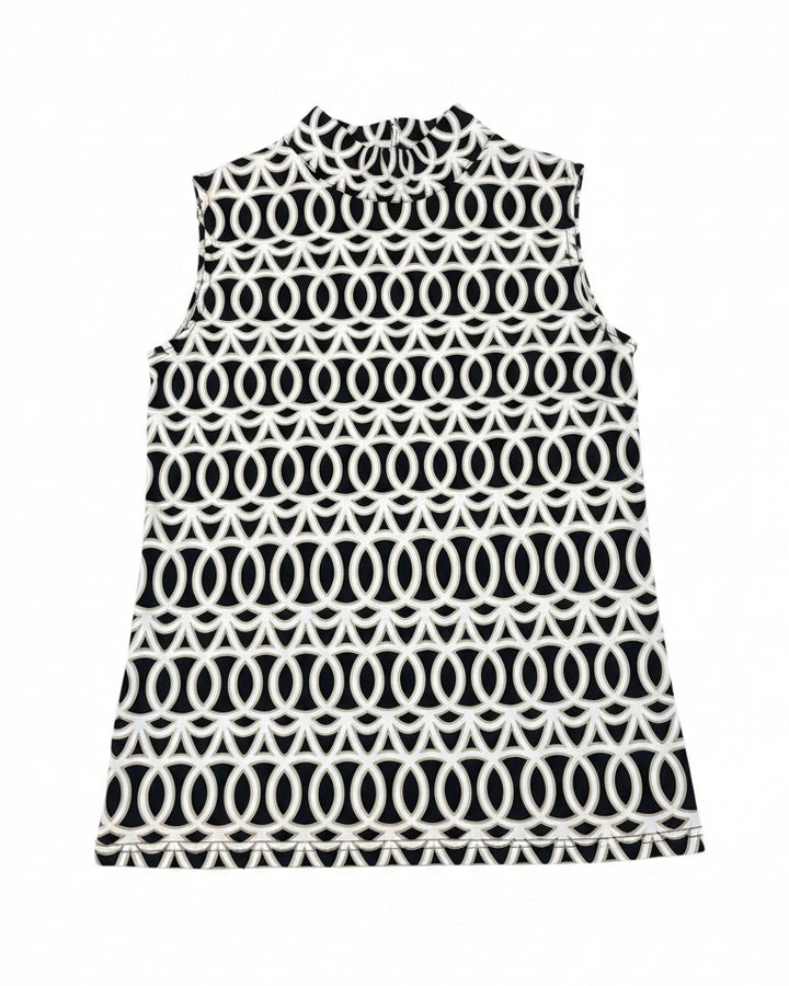 Lulu B Women's Sleeveless Geometric Zip Mock Top - Neutral
