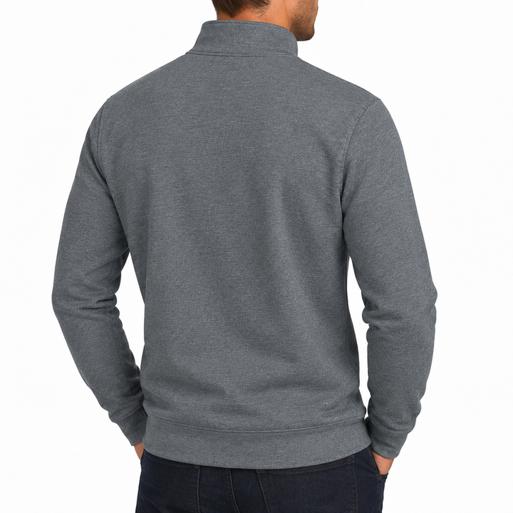 Collars & Co Men's Golf Quarter Zip Heather Cloud Cotton Medium Blue Size S