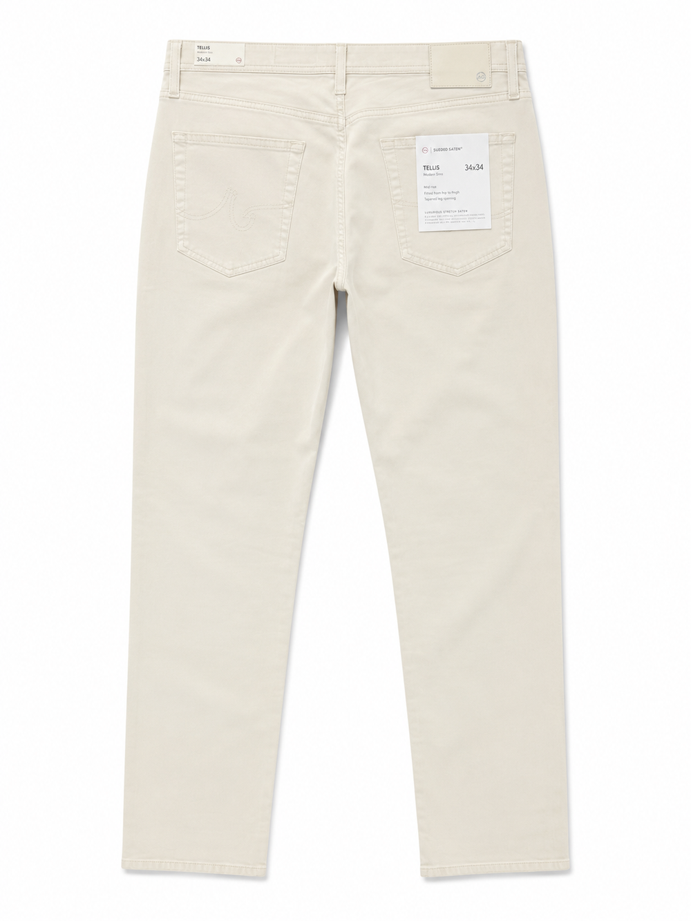 AG Men's Tellis Sueded Sateen Modern Slim Pant - Natural Ivory - Skorzie
