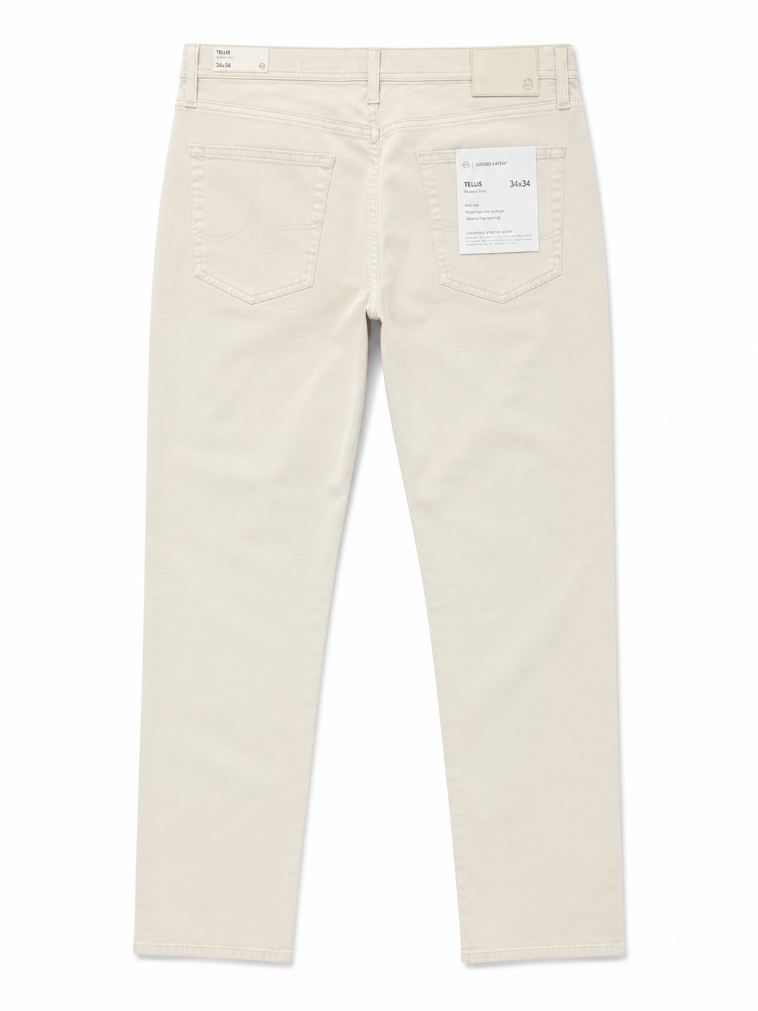 AG Men's Tellis Sueded Sateen Modern Slim Pant - Natural Ivory - Skorzie