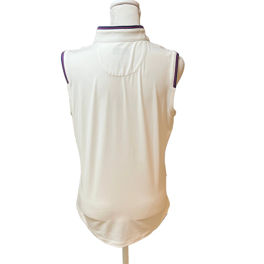 Greg Norman Drive Tipped Sleeveless Polo - White - Medium - Skorzie
