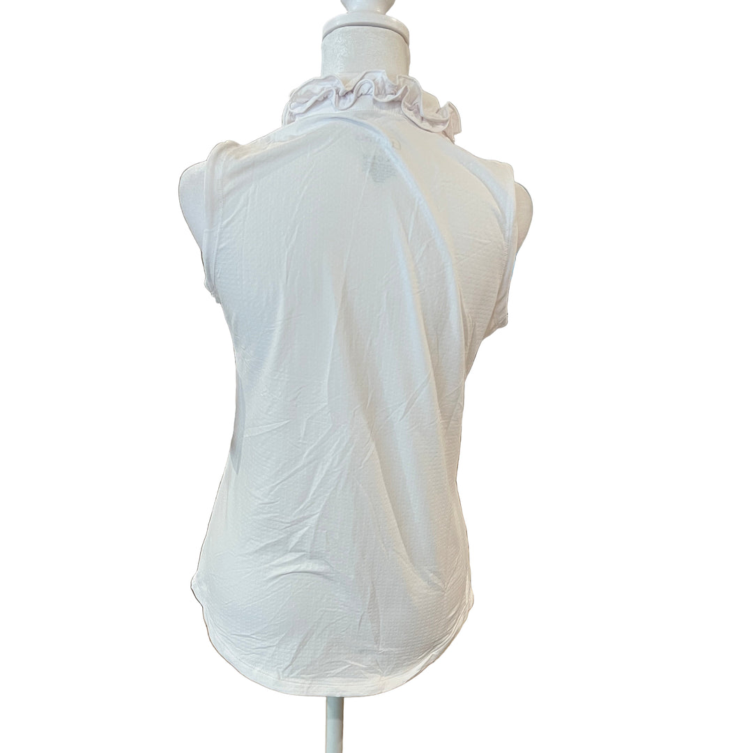 G Lifestyle Sleeveless Ruffle Collar Top - White