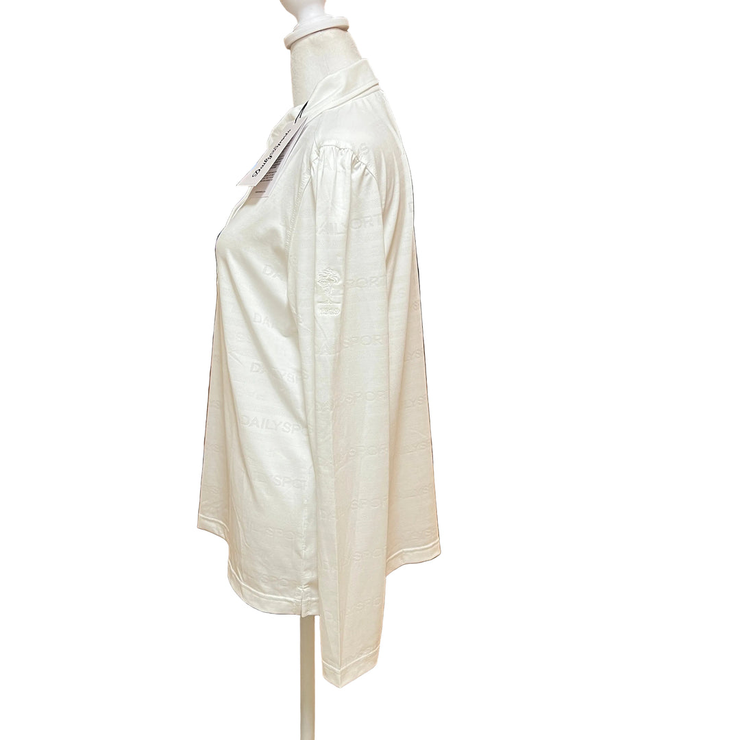 Daily Sports Jacquard LS Polo (w/ logo) - White - Large - Skorzie