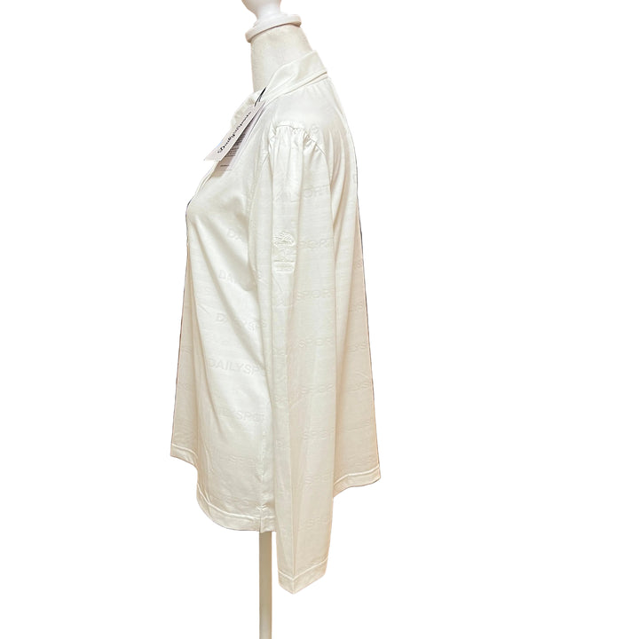 Daily Sports Jacquard LS Polo (w/ logo) - White - Large - Skorzie