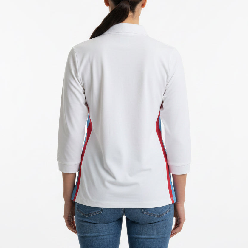 Lohla Sport Women's Golf 3/4 Sleeve Polo Megan White/Tropicana Size L