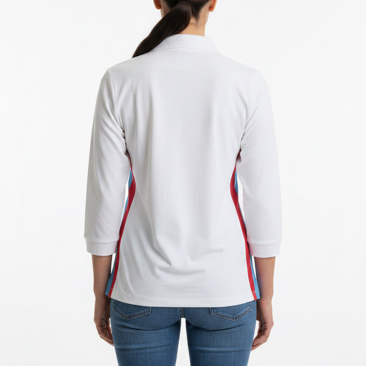 Lohla Sport Women's Golf 3/4 Sleeve Polo Megan White/Tropicana Size L