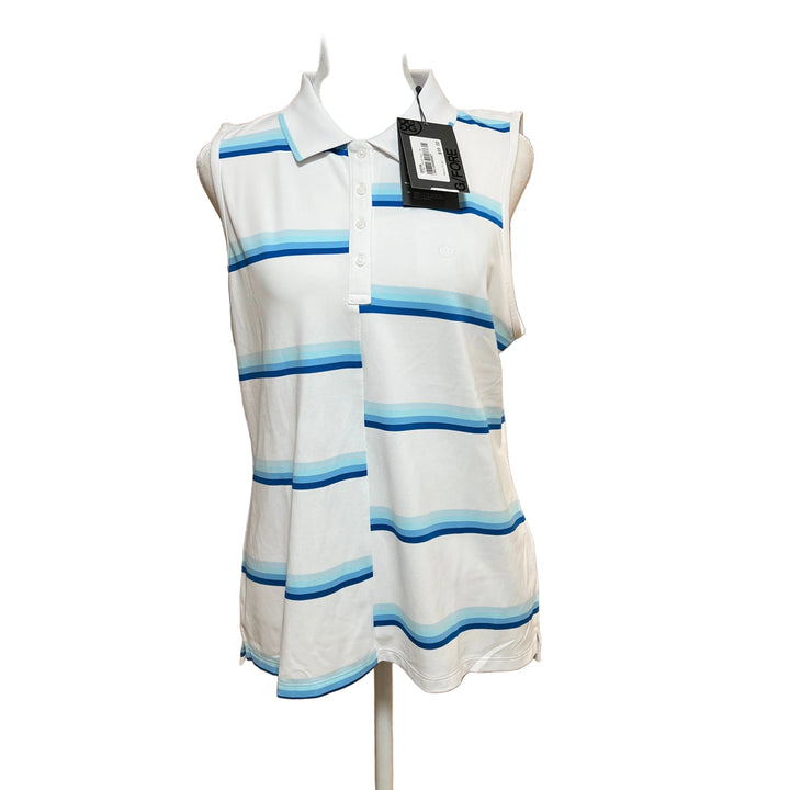 G/FORE Stripe Tech Pique Sleeveless Polo - Snow/Blue - Skorzie