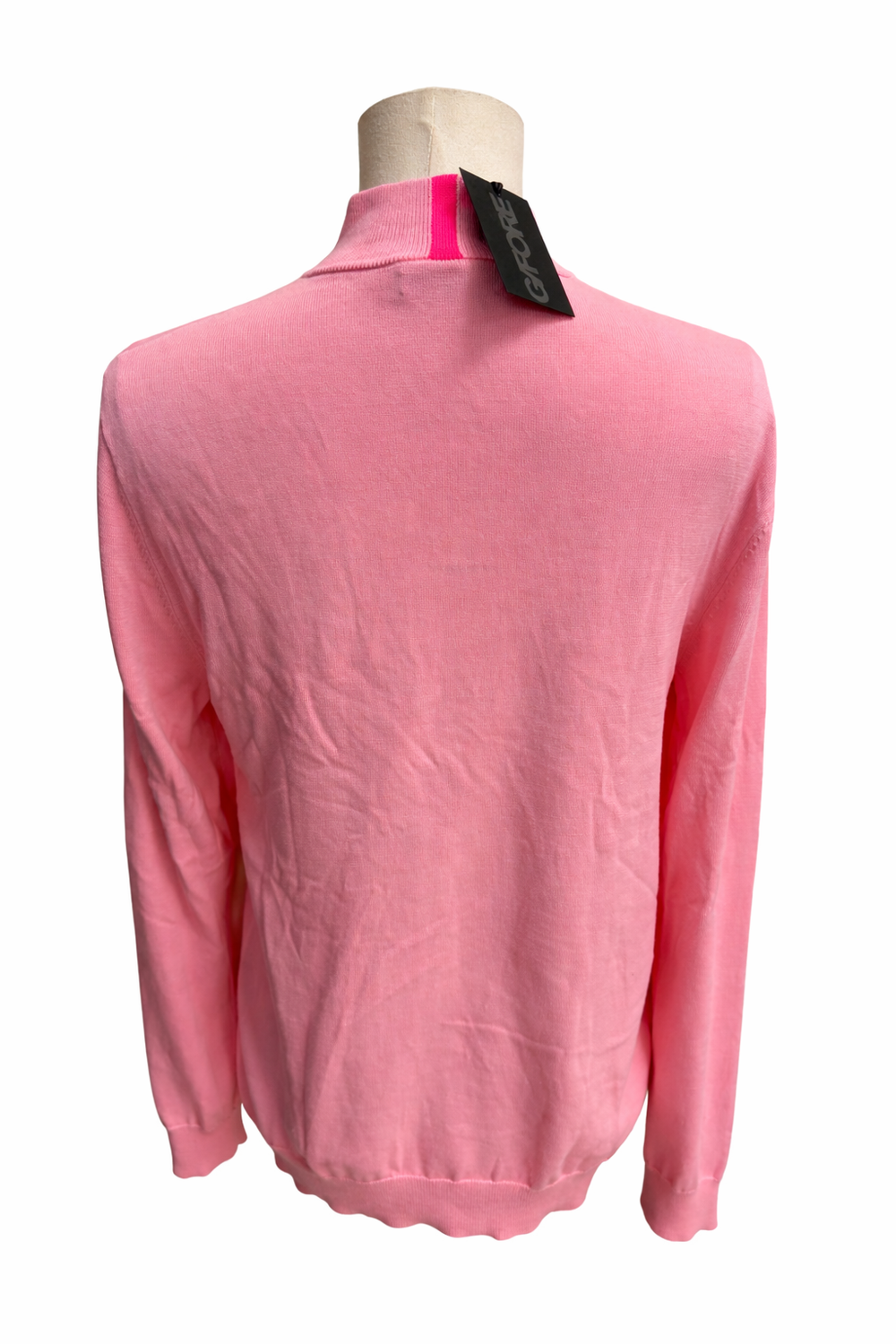 G/FORE Men's Cotton Cooling Quarter Zip Golf Sweater - Candy Pink - Medium - Skorzie