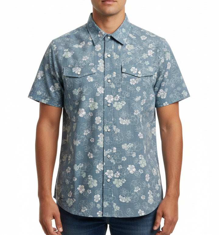 Straight Down Men's Shirt Celadine Woven Moonlight Size L