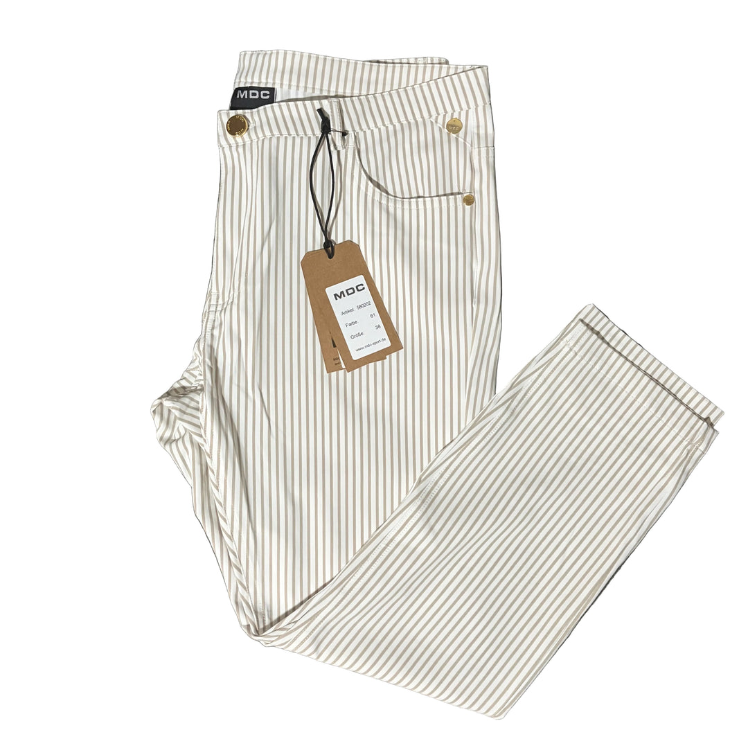 MDC Pinstripe Cropped 5-Pocket Pants 25" - Light Taupe - Skorzie