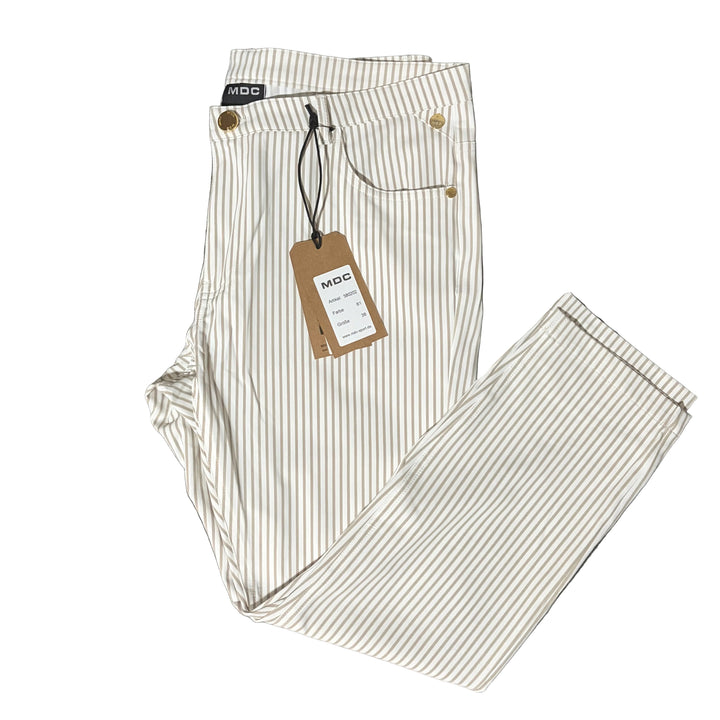 MDC Pinstripe Cropped 5-Pocket Pants 25" - Light Taupe - Skorzie