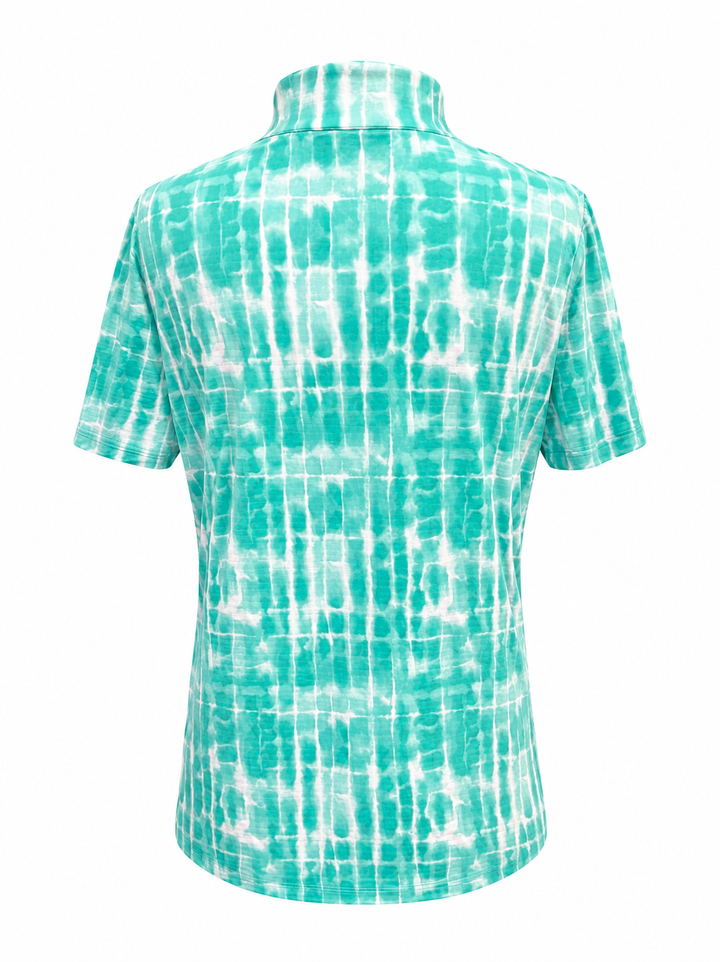 IBKUL Rue Short Sleeve Zip Mock - Seafoam